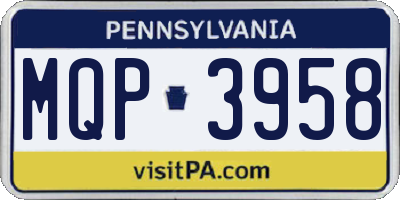 PA license plate MQP3958