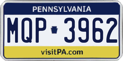PA license plate MQP3962