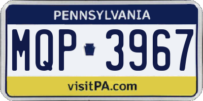 PA license plate MQP3967
