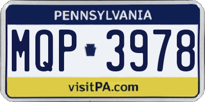 PA license plate MQP3978