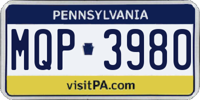 PA license plate MQP3980