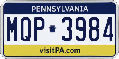 PA license plate MQP3984