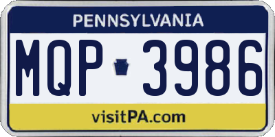 PA license plate MQP3986