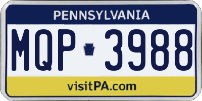 PA license plate MQP3988