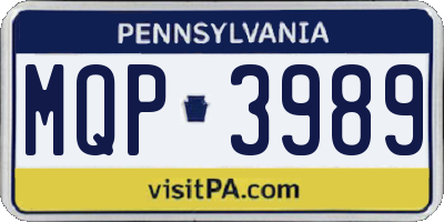PA license plate MQP3989