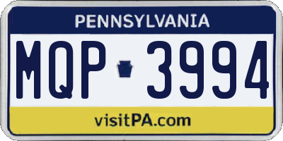 PA license plate MQP3994