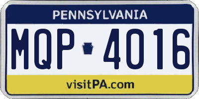 PA license plate MQP4016