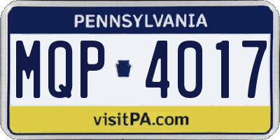 PA license plate MQP4017