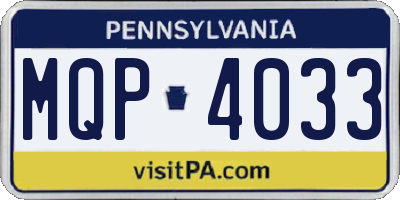 PA license plate MQP4033