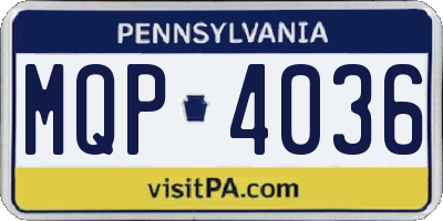 PA license plate MQP4036