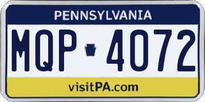 PA license plate MQP4072