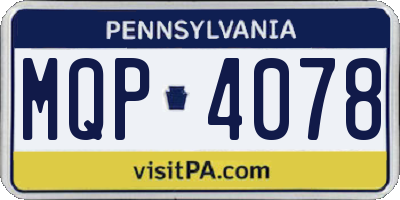 PA license plate MQP4078