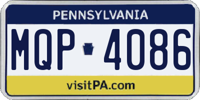 PA license plate MQP4086