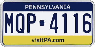 PA license plate MQP4116
