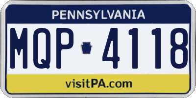 PA license plate MQP4118