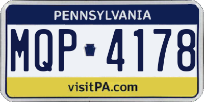 PA license plate MQP4178