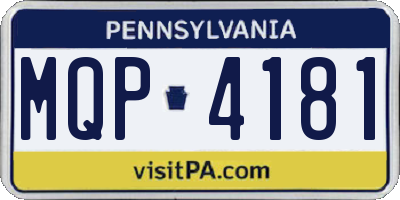 PA license plate MQP4181