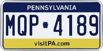 PA license plate MQP4189