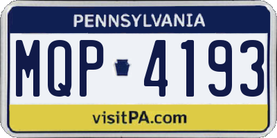PA license plate MQP4193