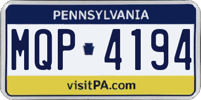 PA license plate MQP4194