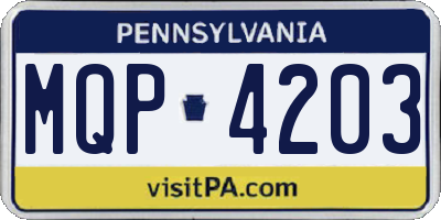 PA license plate MQP4203