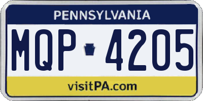 PA license plate MQP4205