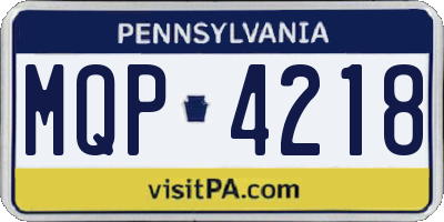 PA license plate MQP4218