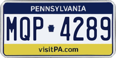 PA license plate MQP4289