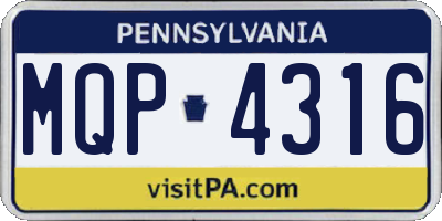 PA license plate MQP4316
