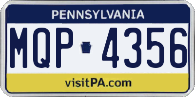 PA license plate MQP4356
