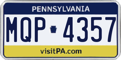 PA license plate MQP4357