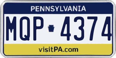 PA license plate MQP4374