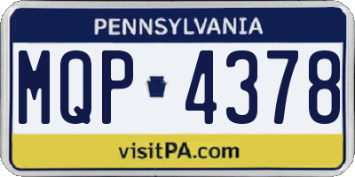 PA license plate MQP4378