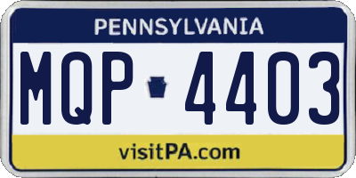 PA license plate MQP4403