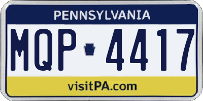 PA license plate MQP4417