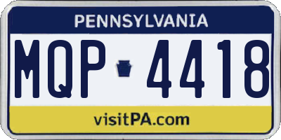 PA license plate MQP4418