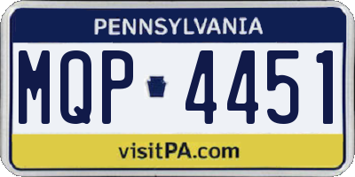 PA license plate MQP4451