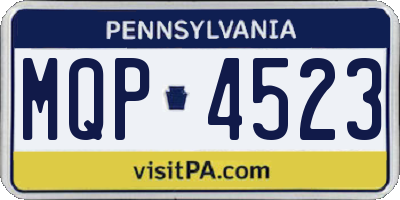 PA license plate MQP4523