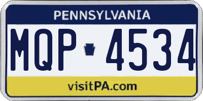 PA license plate MQP4534