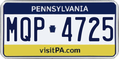PA license plate MQP4725