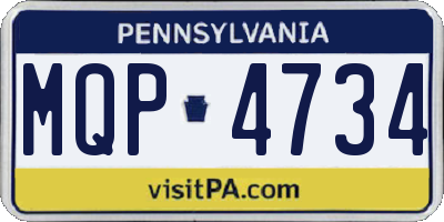 PA license plate MQP4734