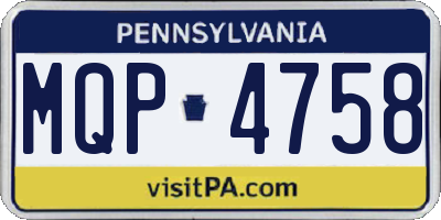 PA license plate MQP4758
