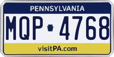 PA license plate MQP4768