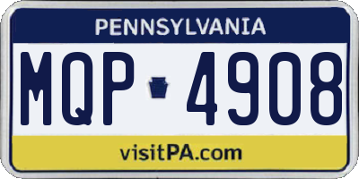 PA license plate MQP4908