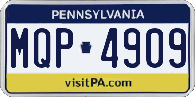 PA license plate MQP4909