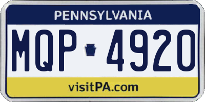PA license plate MQP4920