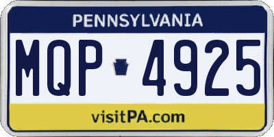 PA license plate MQP4925