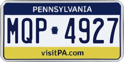 PA license plate MQP4927