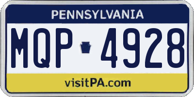 PA license plate MQP4928
