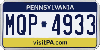 PA license plate MQP4933